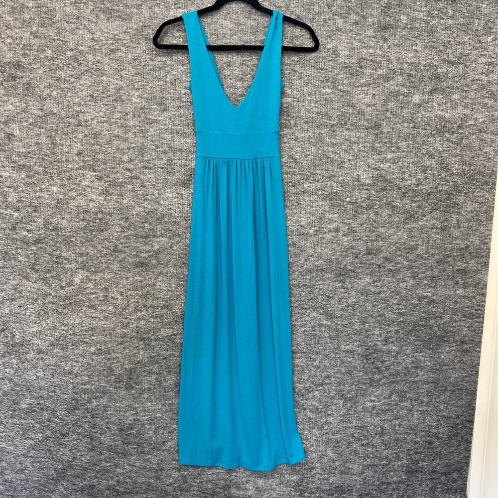Fighting Eel Dress Womens‎ Small Turquoise Hawaii Midi V Neck Sleeveless